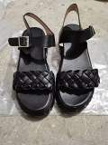 Sponge cake thick bottom braided sandals for women Amazon Large size Roman medium heel beach sandals