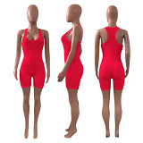 Amazon women clothing solid color bodycon sexy halter one piece shorts jumpsuits