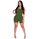 Amazon women clothing solid color bodycon sexy halter one piece shorts jumpsuits