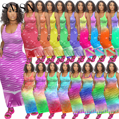 Amazon Women summer sleeveless positioning print dress women maxi dresses