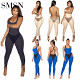 Amazon strap sexy solid color bodycon women one piece women jumpsuit