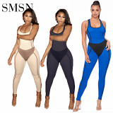 Amazon strap sexy solid color bodycon women one piece women jumpsuit