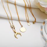Stylish and personalized multi-layer moon disc pendant necklace for women