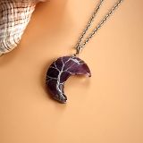 Amazon sells the new winding Moon Natural stone Purple crystal Tree of Life necklace handmade rich Tree necklace