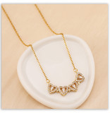 New two wear heart to heart female open and close four-leaf clover necklace fashion heart folding creative clavicle chain wholesale