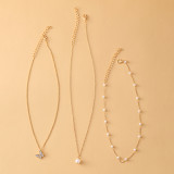 New artificial pearl clavicle chain creative simple butterfly pendant necklace retro multi-layer collar