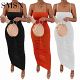 Women Amazon Women gauze see-through halter wrap sexy pleated dress