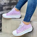 Low top thick sole casual cashew flower single shoe trade large size loose cake bottom lacing canvas shoes for women