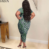 New Amazon cross-border deep V split sexy pleated slim fit large size women's dress plus size casual dress