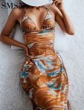 Amazon summer collection bikini Chiffon swimsuit sexy three-piece set