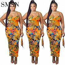 Amazon wholesale clothing Bohemian print sleeveless casual maxi dress