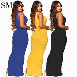 wholesale clothing summer vest hollow-out thread buttock wrapped sexy maxi dress
