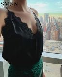 Women Amazon Summer sexy lace spliced halter top