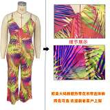 Women Jumpsuits And Rompers Large size women's new summer tropical flower condole belt sexy jumpsuit