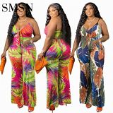 Women Jumpsuits And Rompers Large size women's new summer tropical flower condole belt sexy jumpsuit