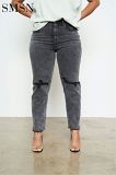 Wholesale Women clothing ripped wash pants women jeans