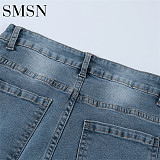 2022 Summer street hipster high-waisted slim jeans pants