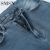 2022 Summer street hipster high-waisted slim jeans pants