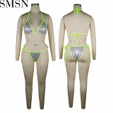 Spring and summer swimsuit new women's gauze sequins trouser suit three pieces 3 piece set three piece set women clothing