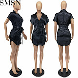 Women's clothing summer fashion solid color satin straps dress plus size casual dress