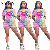 fashionable casual print lady sport shorts 2 Piece Set Outfits Two Piece Set Women Clothing