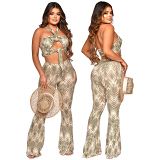 2022 Summer Two pieces set thread printing straight pants 2 piece set two piece set women clothing