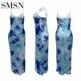 wholesale clothing fashionable loose gradient pocket sexy halter back casual maxi women long dress