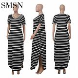 Fashionable side pocket striped printed style Plus Size Women Casual Dress For Women