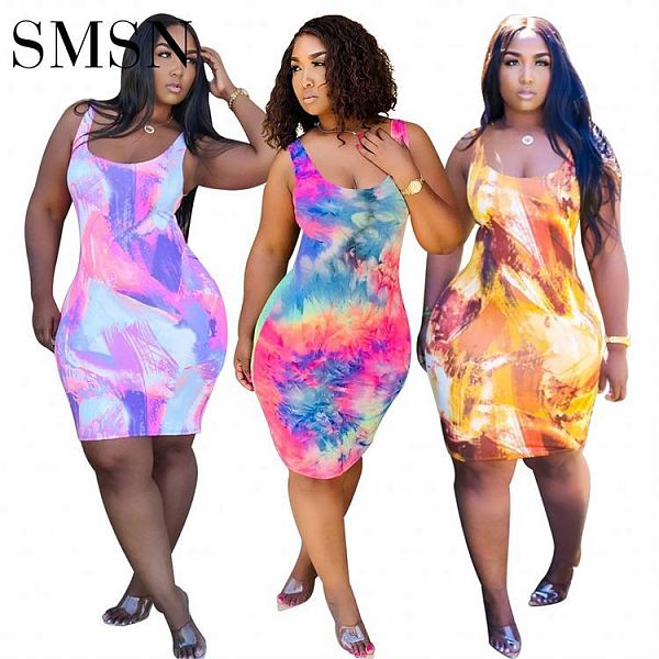 summer women wholesale clothing sleeveless bodycon Fashion Women Casual Plus Size Dress For Women