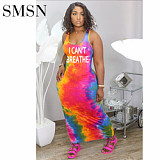 wholesale clothing letter positioning printed halter dress Plus Size Fashion Women Casual Dress For Women