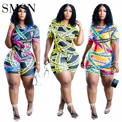 two piece outfits new summer 2022 positioning personalized printed leisure 2 Piece Set Women casual suit