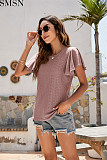 Summer 2022 Women's T-shirt hollowed-out waistband sleeve casual top