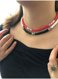 New Bohemian short necklace network red fold wear mixed color clay necklace niche clavicle chain