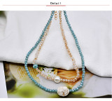 Double layered crystal Choker necklace with female ins pine pearl clavicle chain