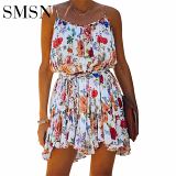 Plus Size Dress Summer new chiffon printing pendant strap strap temperament commuter dress
