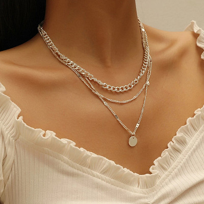 New alloy chain clavicle chain creative retro simple gold multi-layer necklace