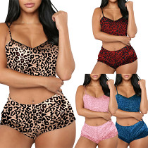 2 piece set Women Amazon Summer Nightwear leopard print two-piece setet