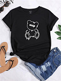 Ladies loose and casual printed short sleeve T-shirt