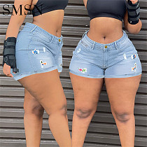 Amazon fashion women casual printed denim shorts for women