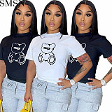 Ladies loose and casual printed short sleeve T-shirt