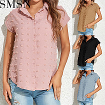Amazon Women's Chiffon loose button shirt with short sleeves