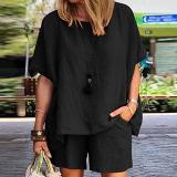 summer 2022 New suit style loose short sleeve shorts two-piece shorts set