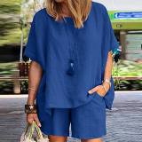 summer 2022 New suit style loose short sleeve shorts two-piece shorts set