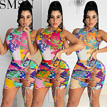 2 Piece Set Women women's clothing multicolor printing swimsuit two-piece suit
