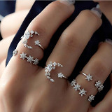 Star crescent ring 9 sets of creative retro simple alloy joint ring