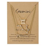 Wish Amazon Cross-border card necklace with 12 zodiac letter symbols inlaid with diamonds