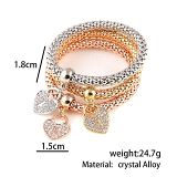 Tricolor Stretch Popcorn Chain set with diamond Butterfly pendant bracelet for girls