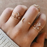 Star crescent ring 9 sets of creative retro simple alloy joint ring
