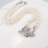 Saturn pearl necklace with LOGO lobster clasp