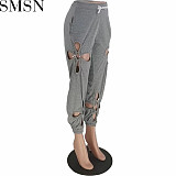 Women's clothing Amazon hot sale ripped trousers casual pants